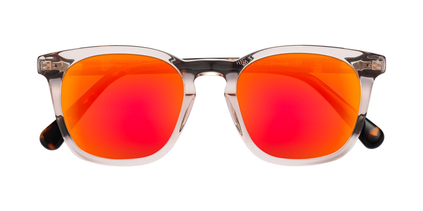 Folded Front of Polite in Pink-Tortoise with Red Gold Mirrored Lenses