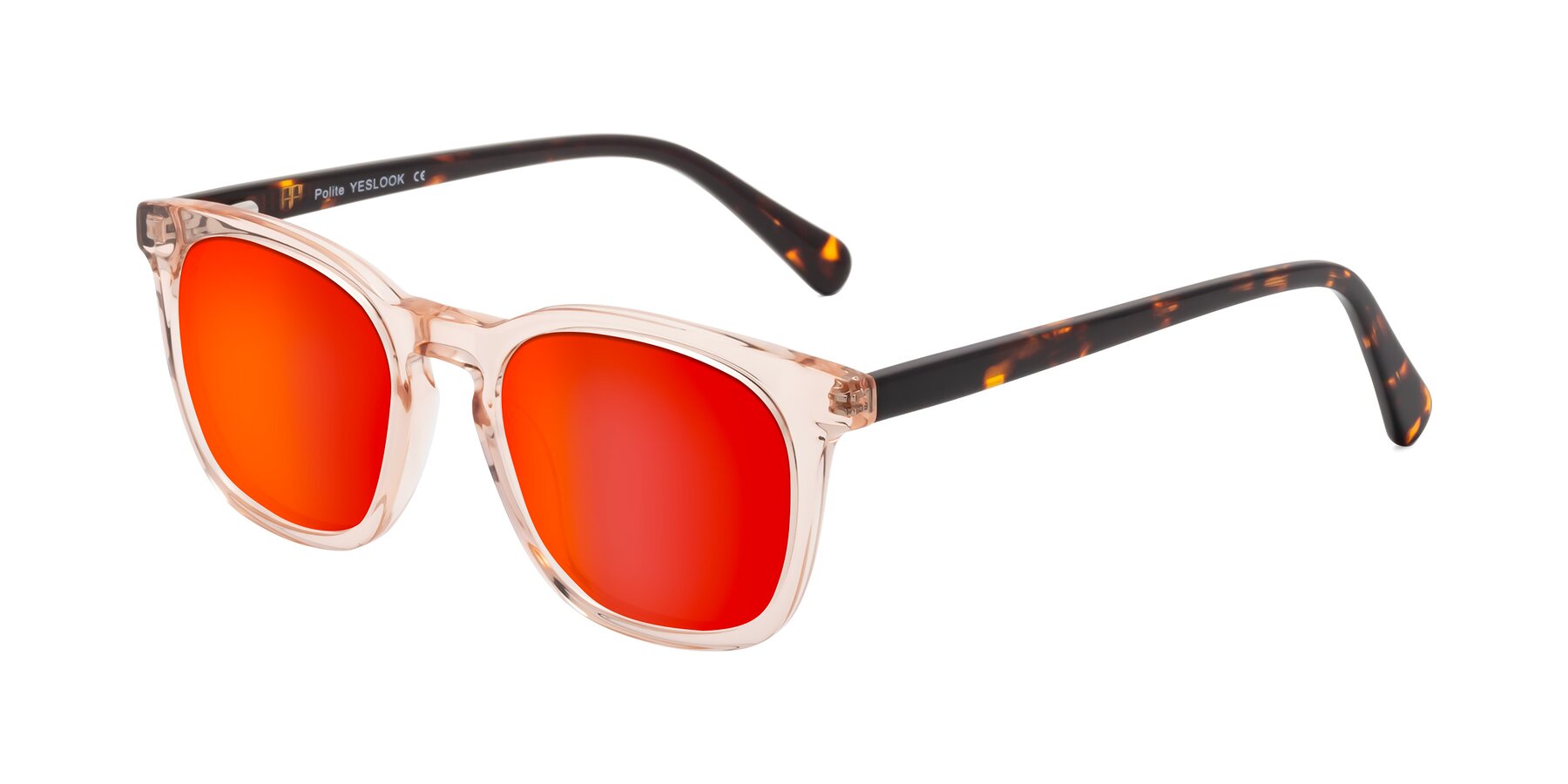 Angle of Polite in Pink-Tortoise with Red Gold Mirrored Lenses
