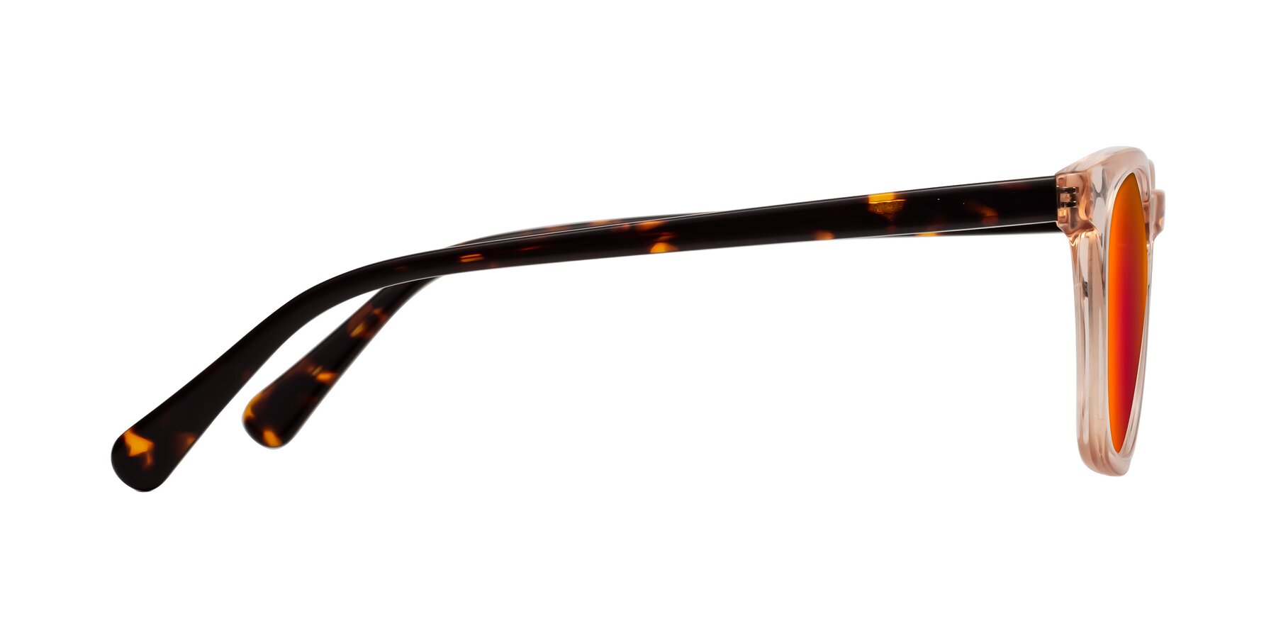 Side of Polite in Pink-Tortoise with Red Gold Mirrored Lenses