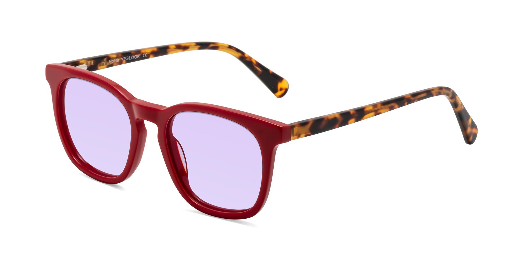 Angle of Polite in Red-Tortoise with Light Purple Tinted Lenses