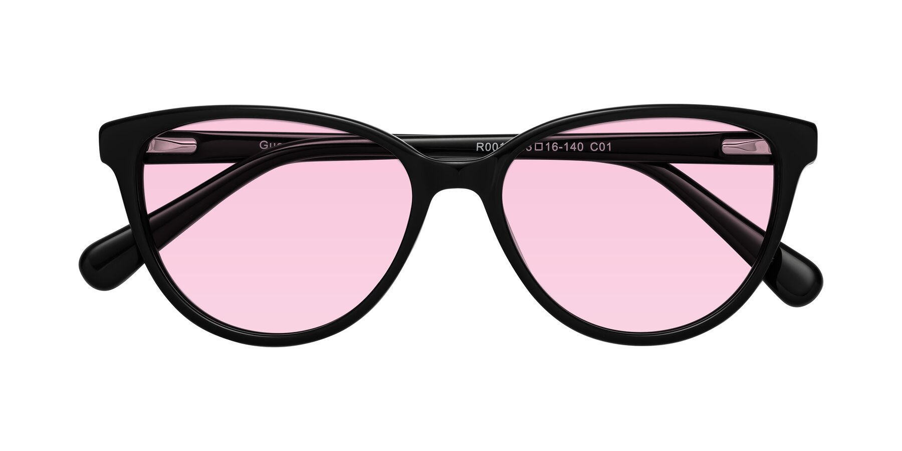 Folded Front of Guest in Black with Light Pink Tinted Lenses