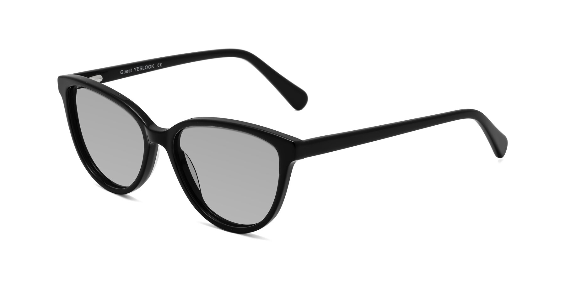 Angle of Guest in Black with Light Gray Tinted Lenses