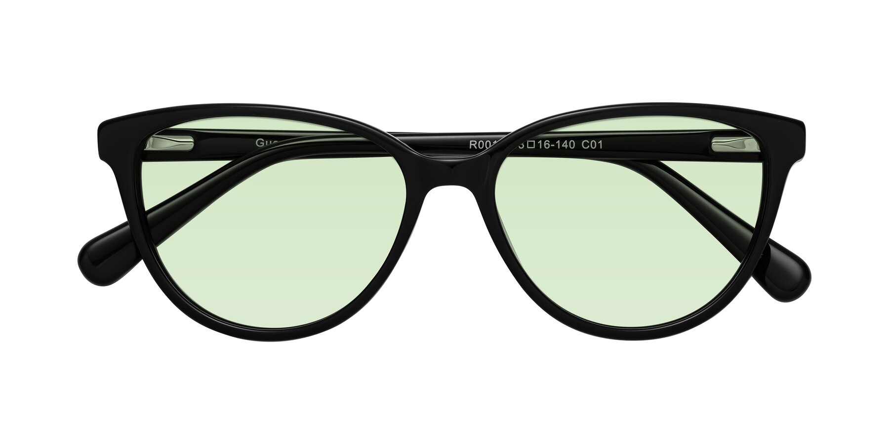 Folded Front of Guest in Black with Light Green Tinted Lenses