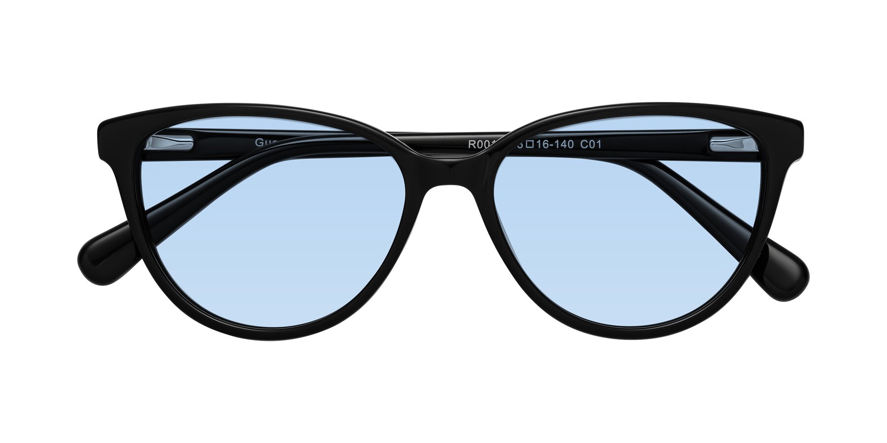 Folded Front of Guest in Black with Light Blue Tinted Lenses