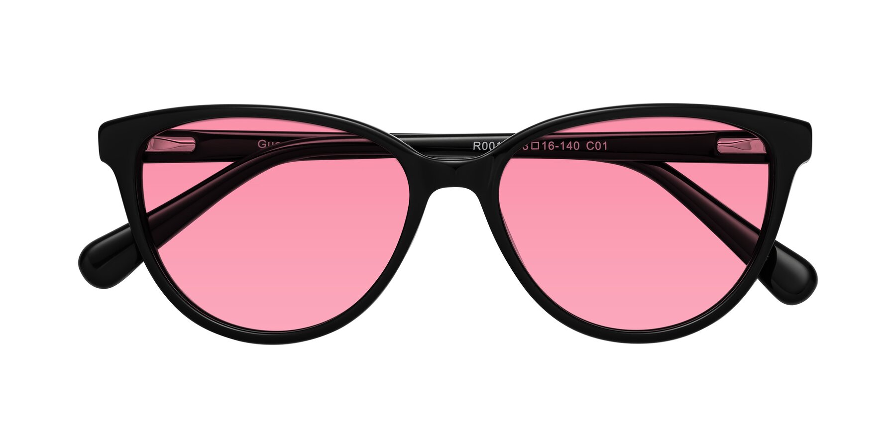 Folded Front of Guest in Black with Pink Tinted Lenses