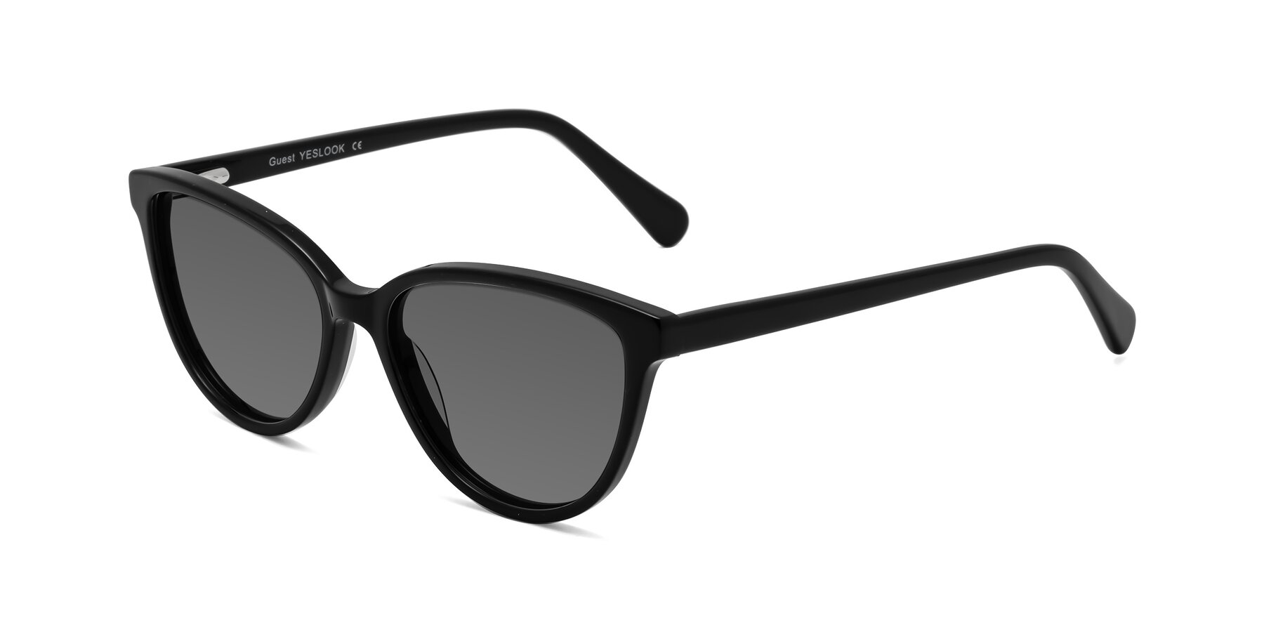 Angle of Guest in Black with Medium Gray Tinted Lenses