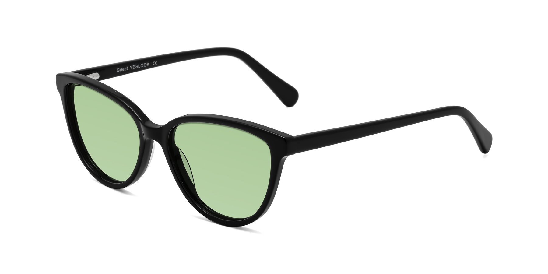 Angle of Guest in Black with Medium Green Tinted Lenses