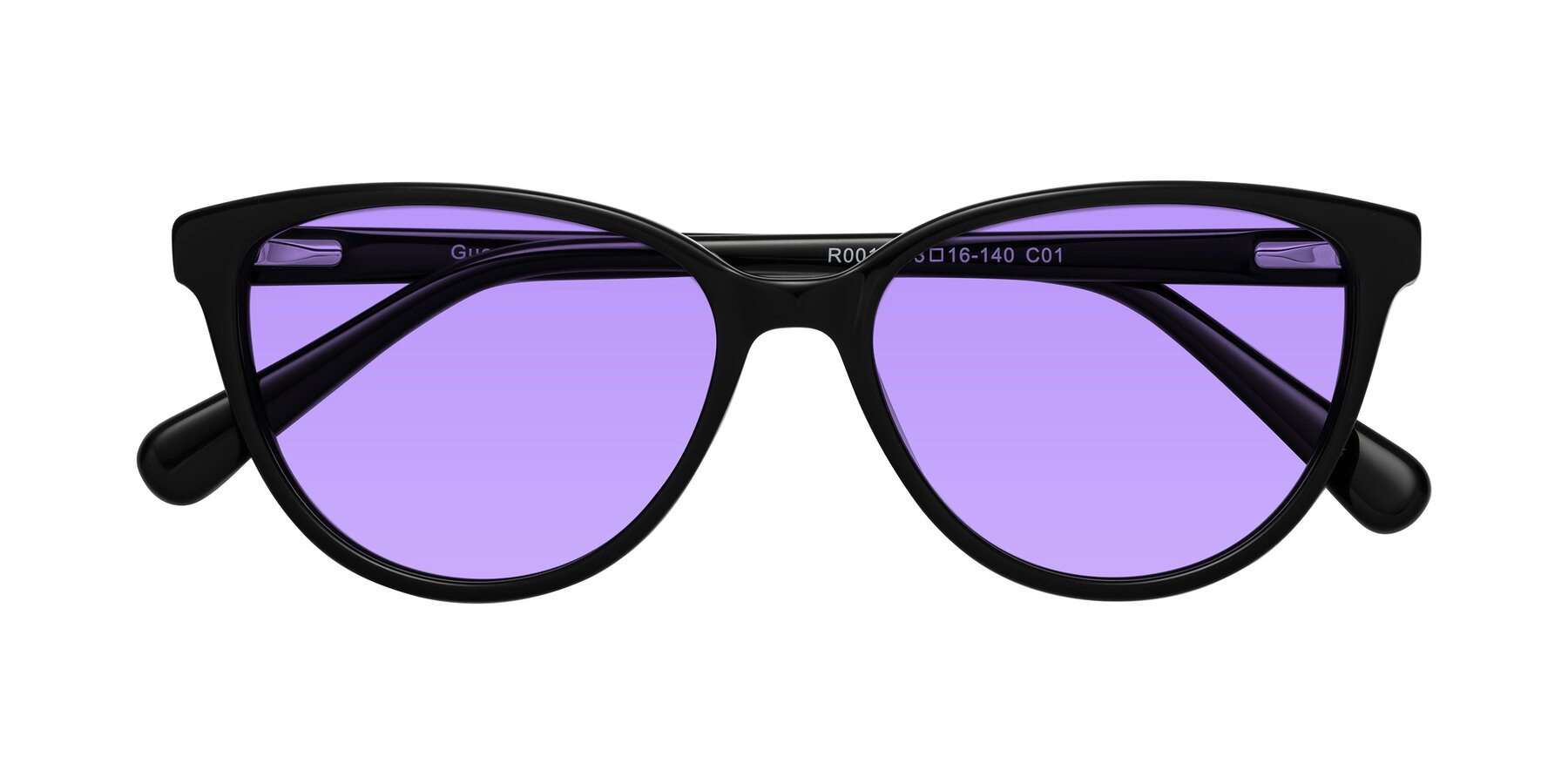 Folded Front of Guest in Black with Medium Purple Tinted Lenses