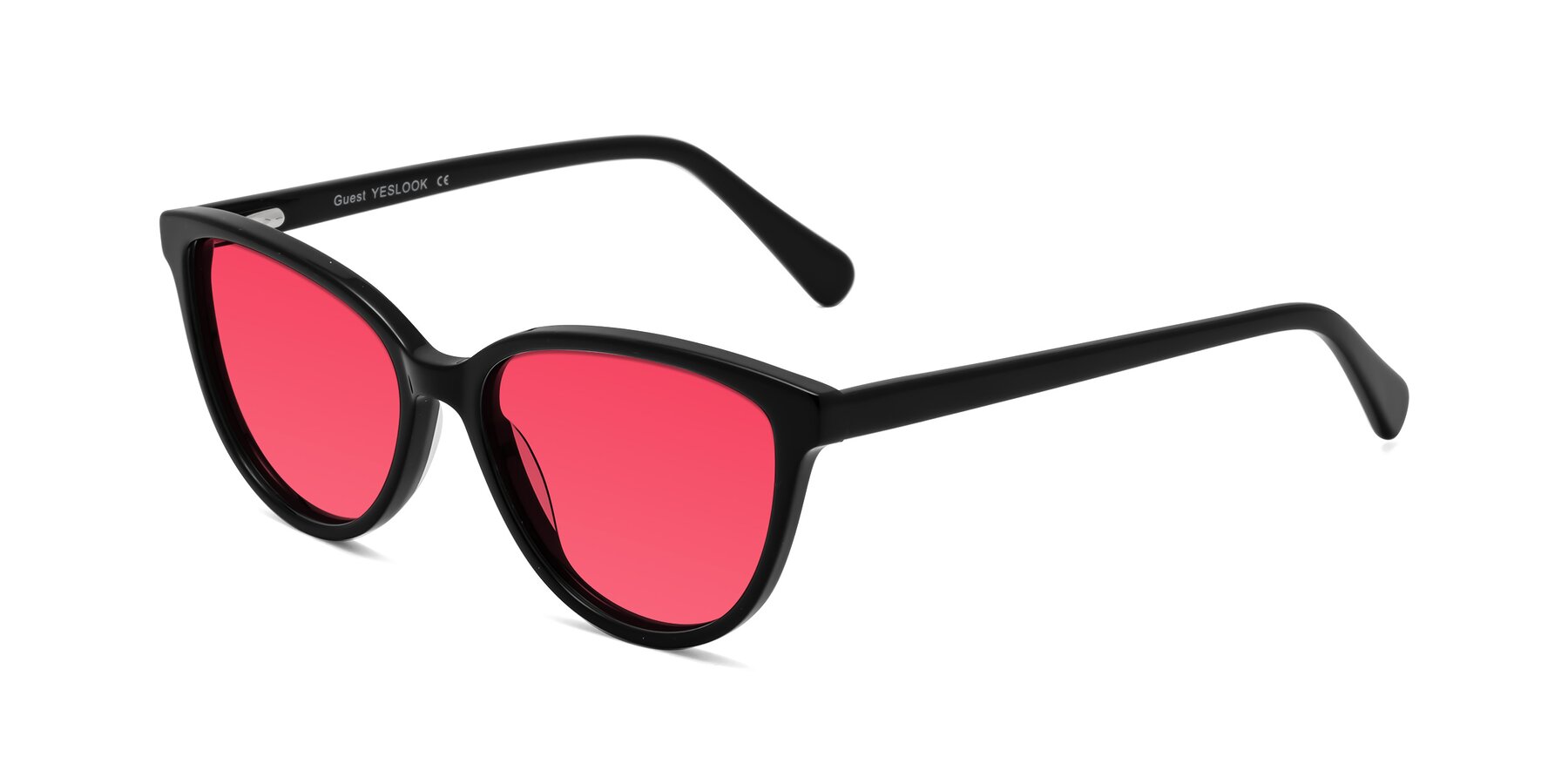 Angle of Guest in Black with Red Tinted Lenses