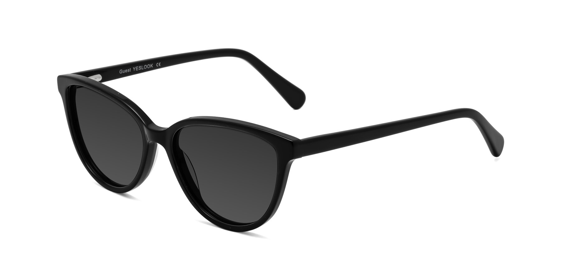 Angle of Guest in Black with Gray Tinted Lenses