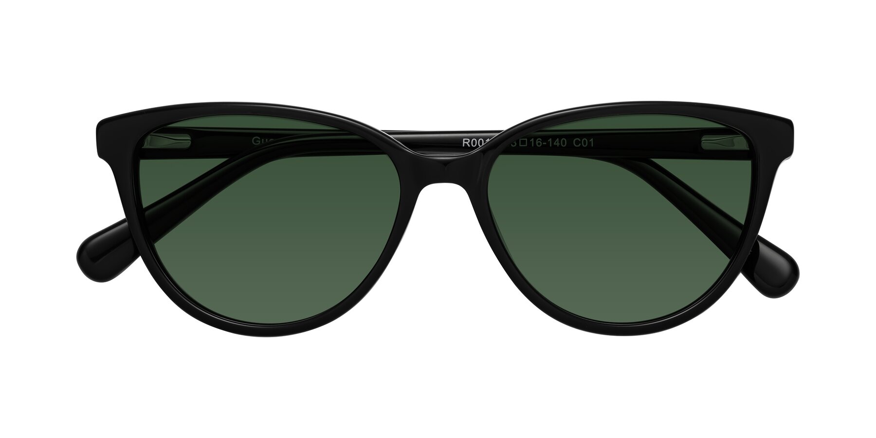 Folded Front of Guest in Black with Green Tinted Lenses