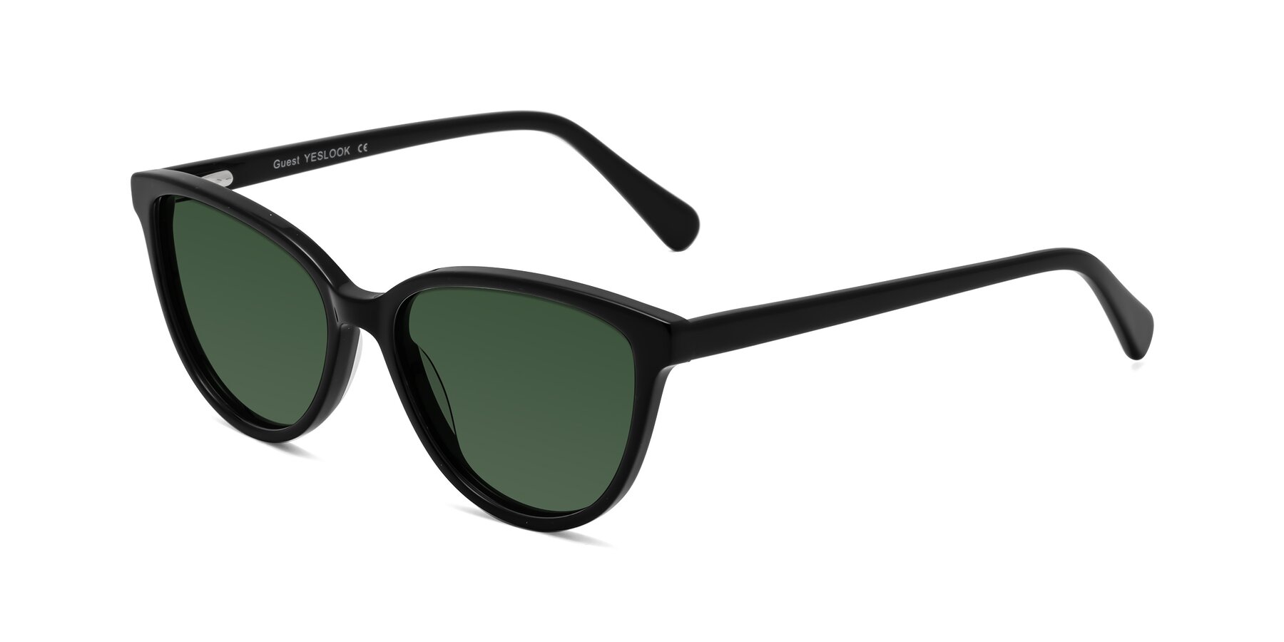 Angle of Guest in Black with Green Tinted Lenses