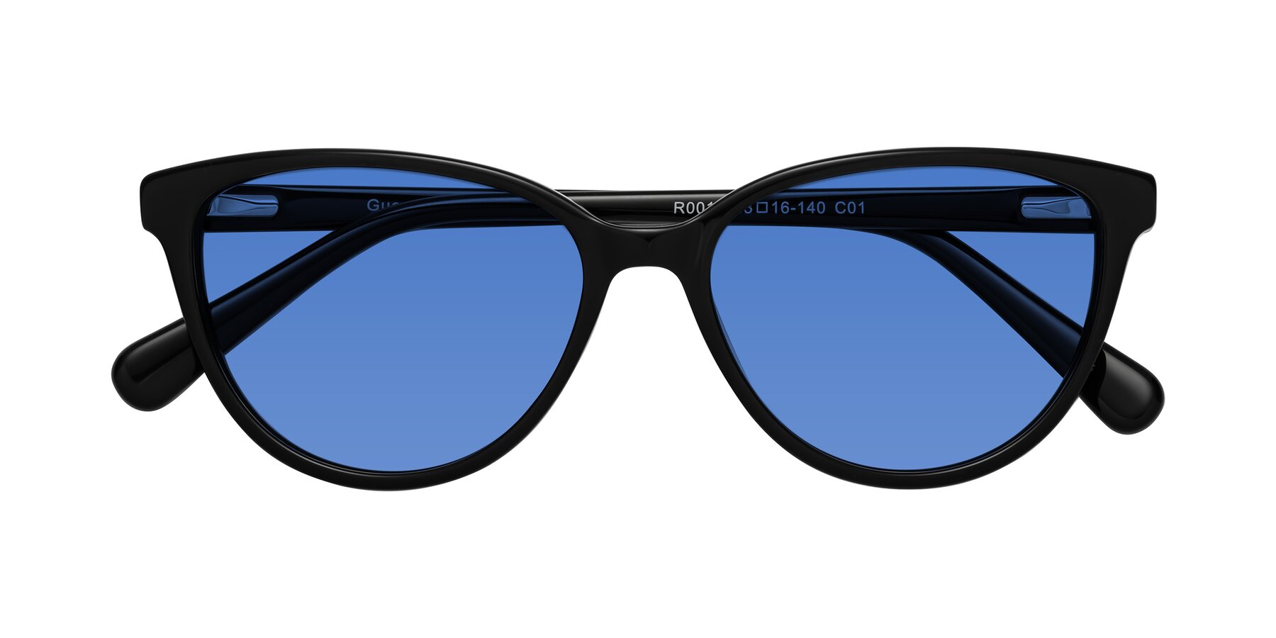 Folded Front of Guest in Black with Blue Tinted Lenses