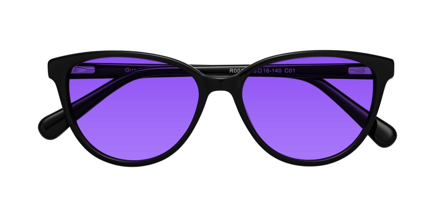 Folded Front of Guest in Black with Purple Tinted Lenses