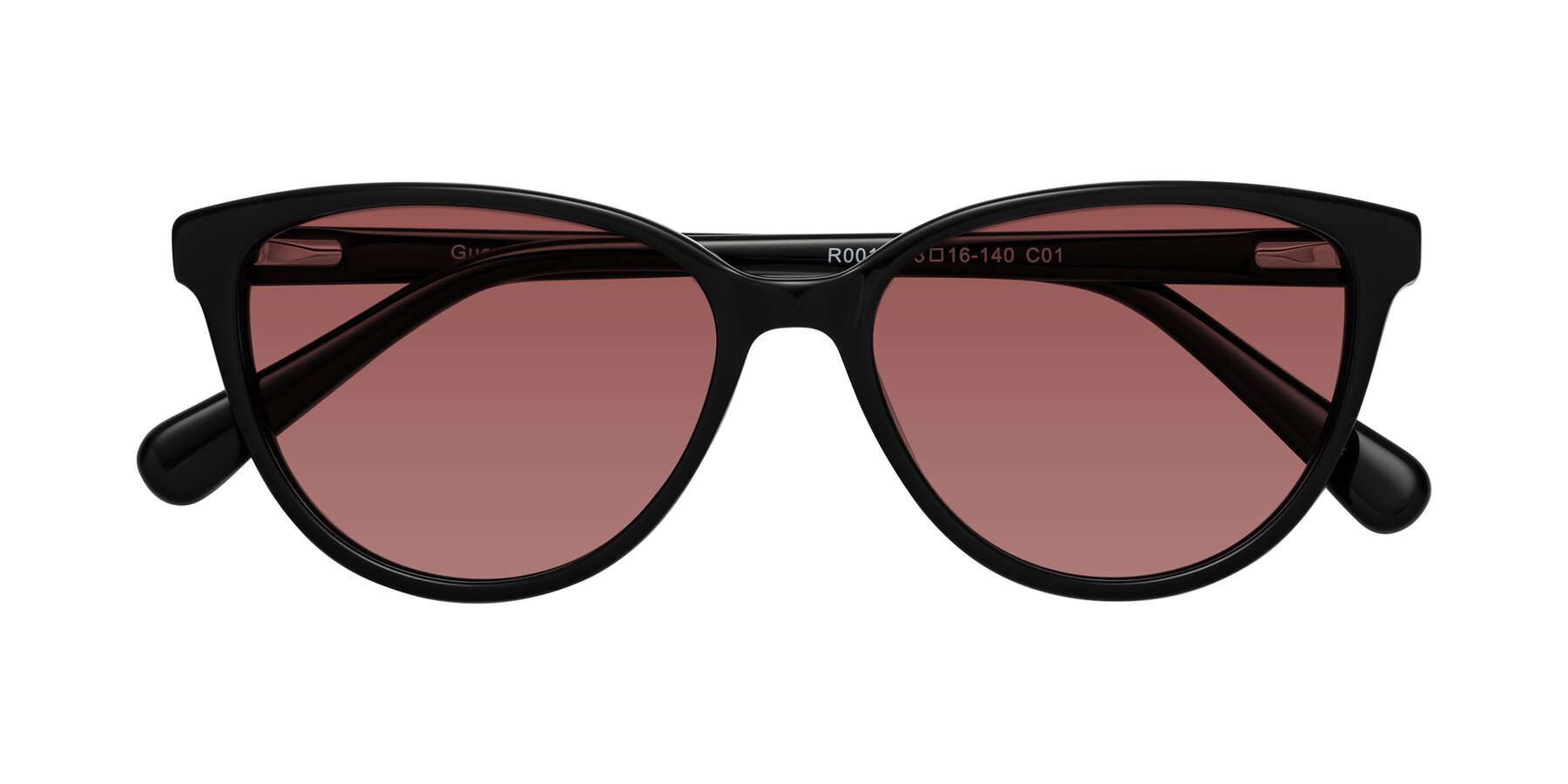 Folded Front of Guest in Black with Garnet Tinted Lenses