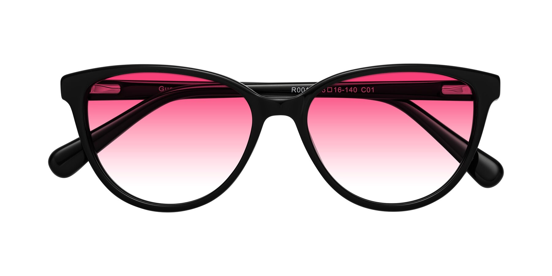 Folded Front of Guest in Black with Pink Gradient Lenses