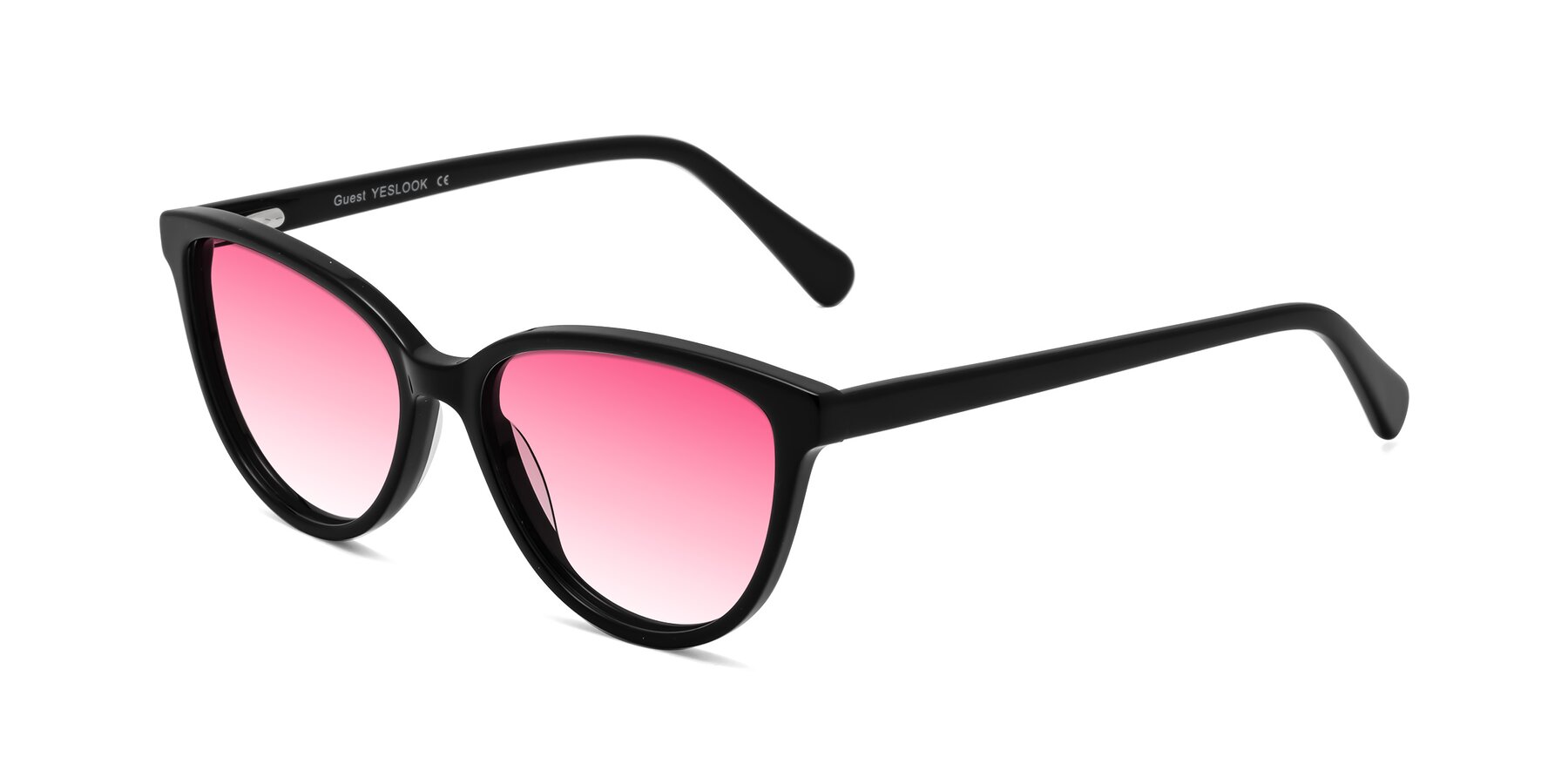 Angle of Guest in Black with Pink Gradient Lenses