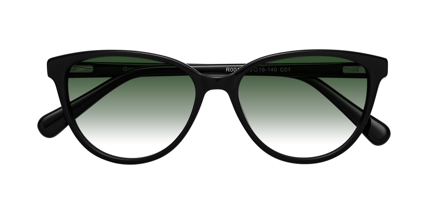 Folded Front of Guest in Black with Green Gradient Lenses