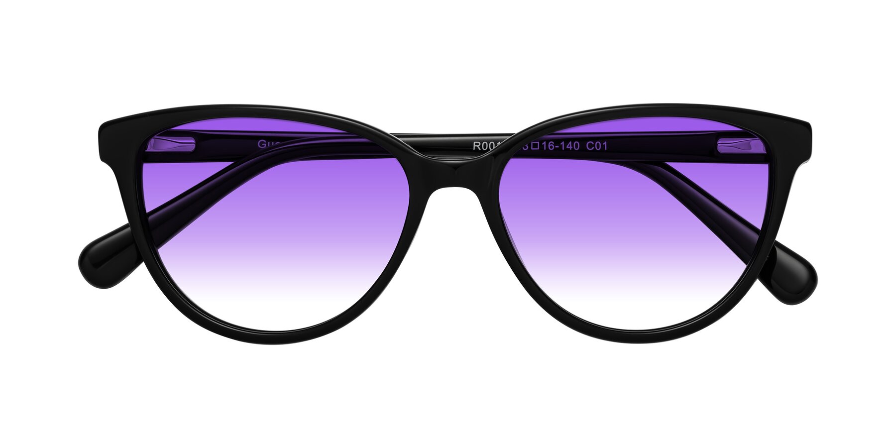 Folded Front of Guest in Black with Purple Gradient Lenses