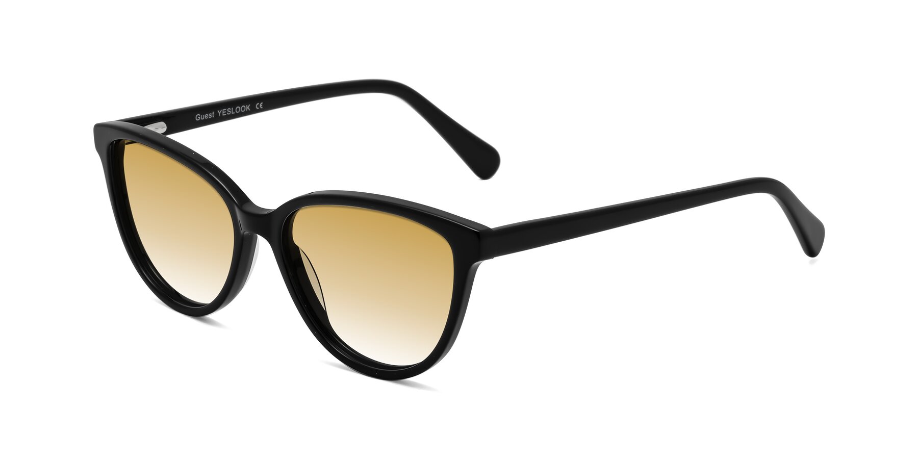 Angle of Guest in Black with Champagne Gradient Lenses