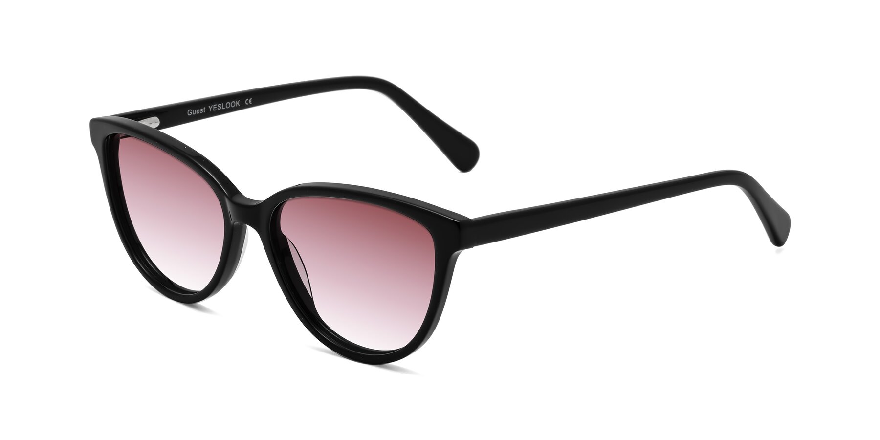 Angle of Guest in Black with Garnet Gradient Lenses