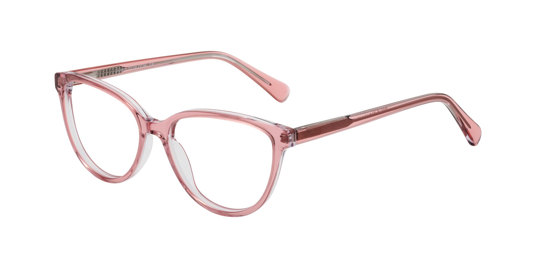 Angle of Guest in Pink with Clear Eyeglass Lenses