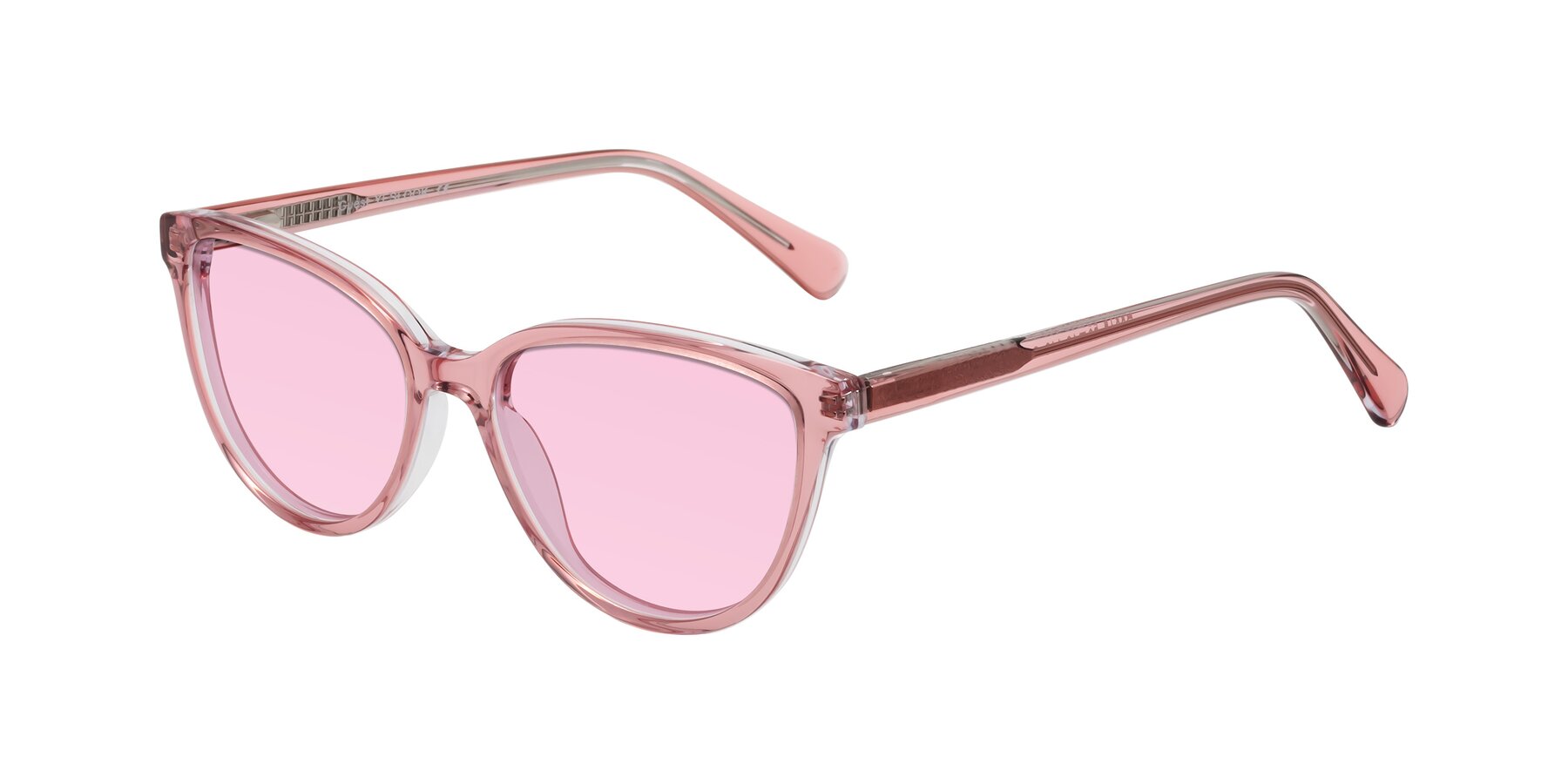 Angle of Guest in Pink with Light Pink Tinted Lenses