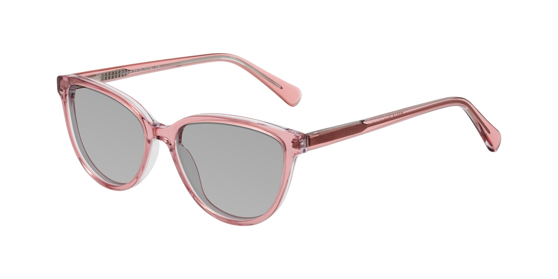 Angle of Guest in Pink with Light Gray Tinted Lenses