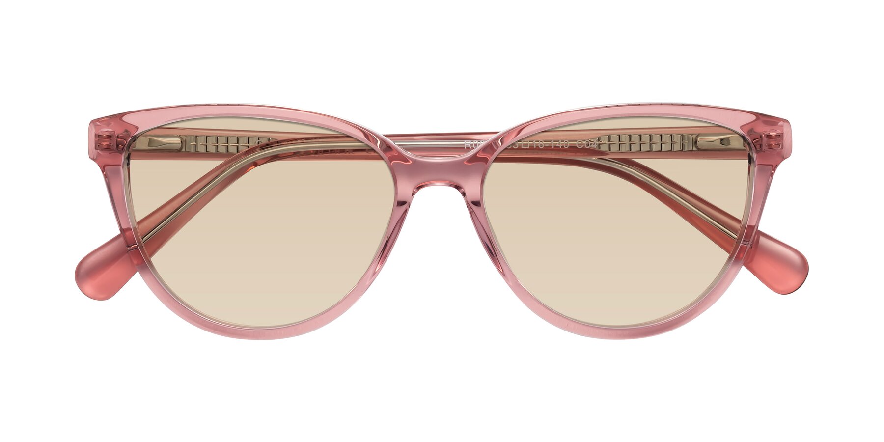 Folded Front of Guest in Pink with Light Brown Tinted Lenses