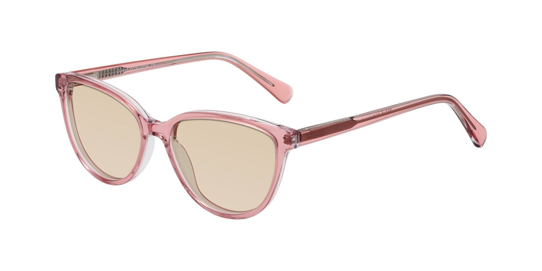 Angle of Guest in Pink with Light Brown Tinted Lenses