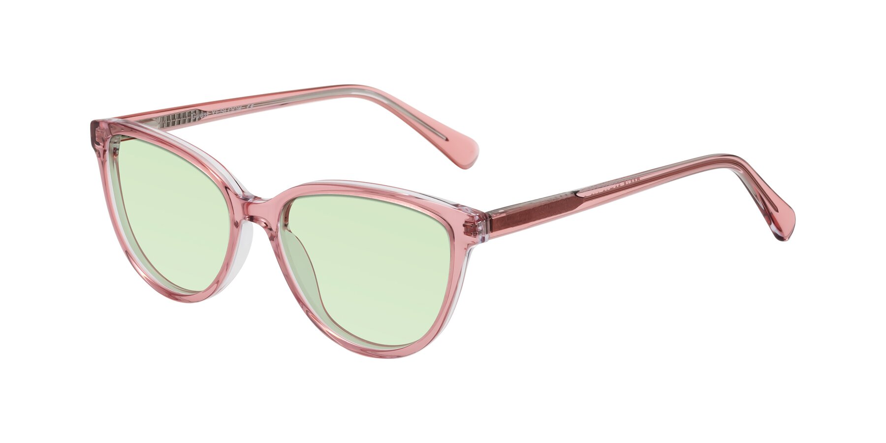 Angle of Guest in Pink with Light Green Tinted Lenses