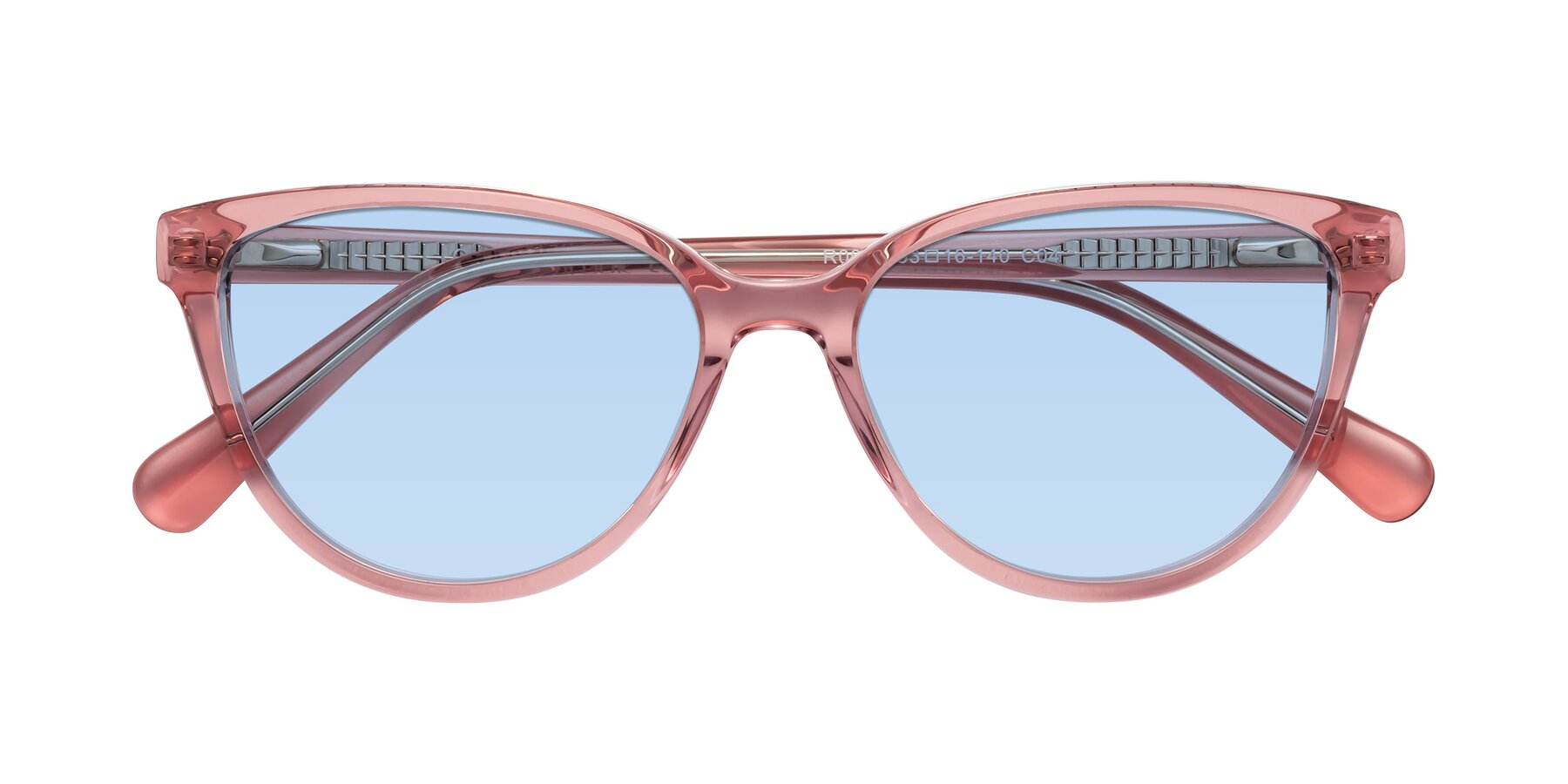 Folded Front of Guest in Pink with Light Blue Tinted Lenses