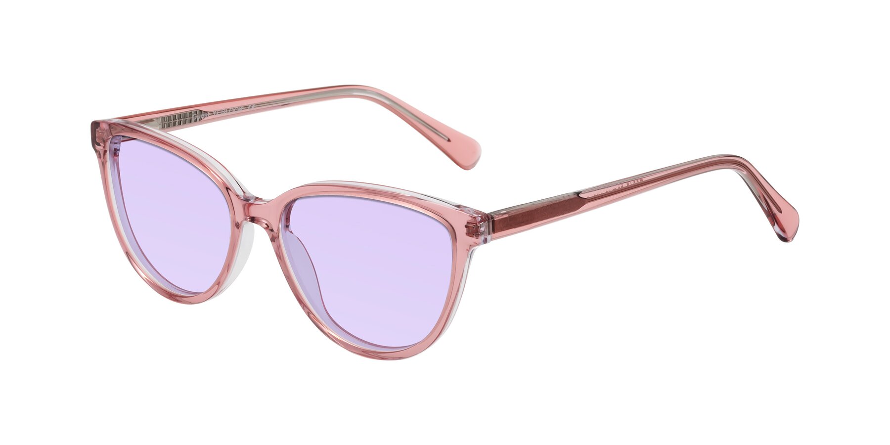 Angle of Guest in Pink with Light Purple Tinted Lenses