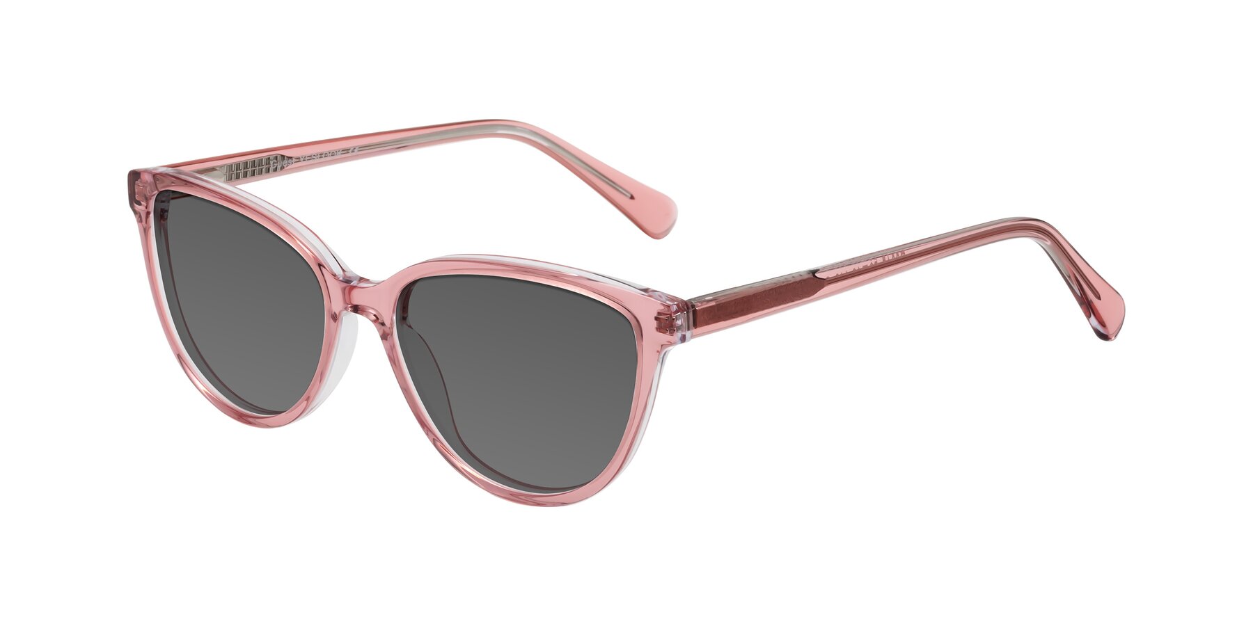 Angle of Guest in Pink with Medium Gray Tinted Lenses