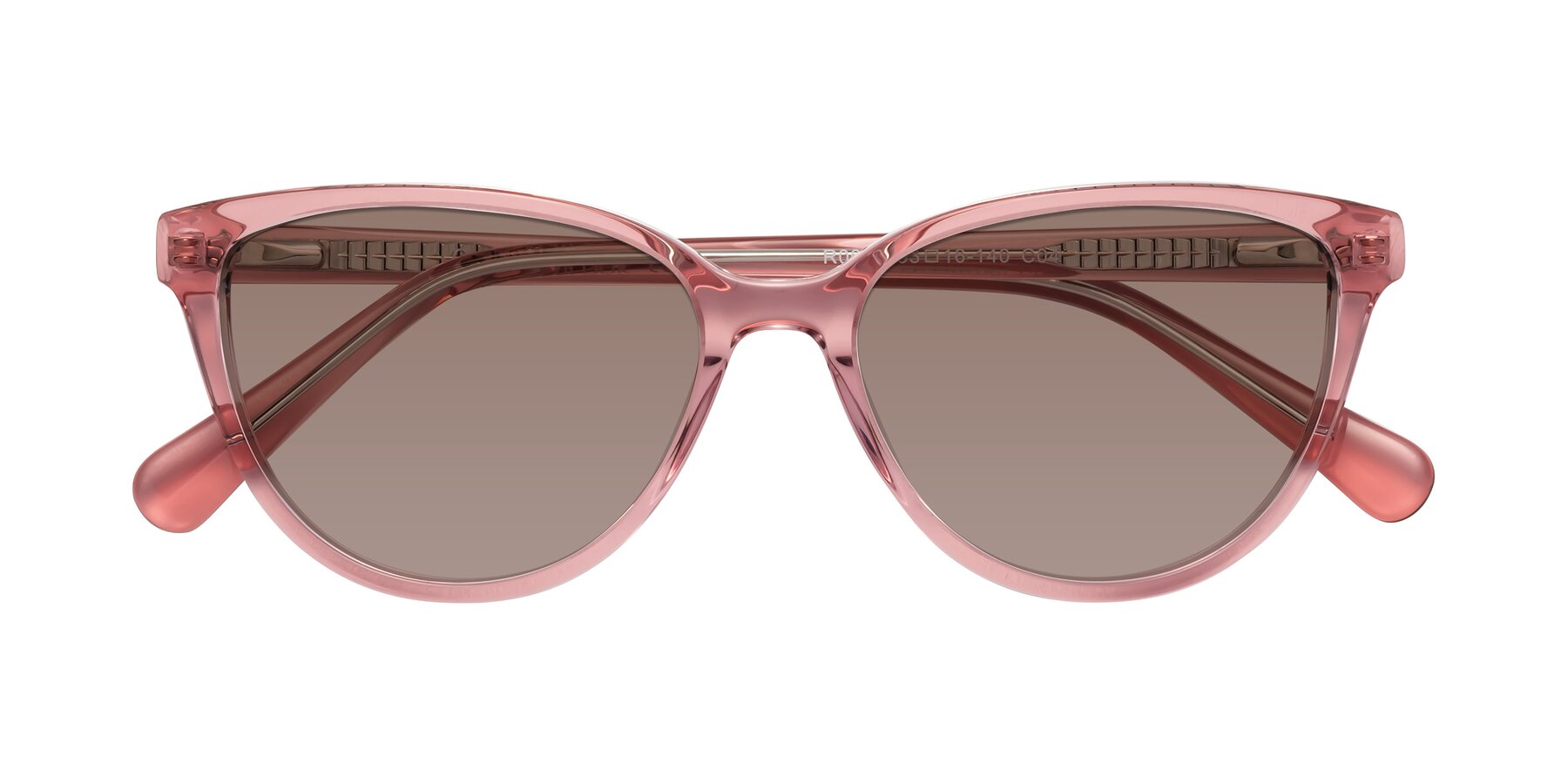 Folded Front of Guest in Pink with Medium Brown Tinted Lenses