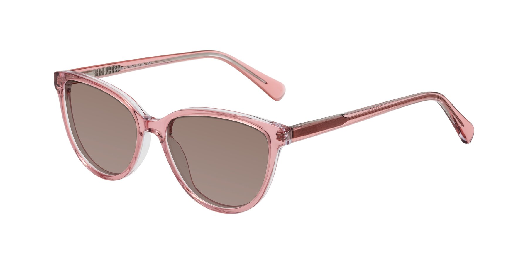 Angle of Guest in Pink with Medium Brown Tinted Lenses