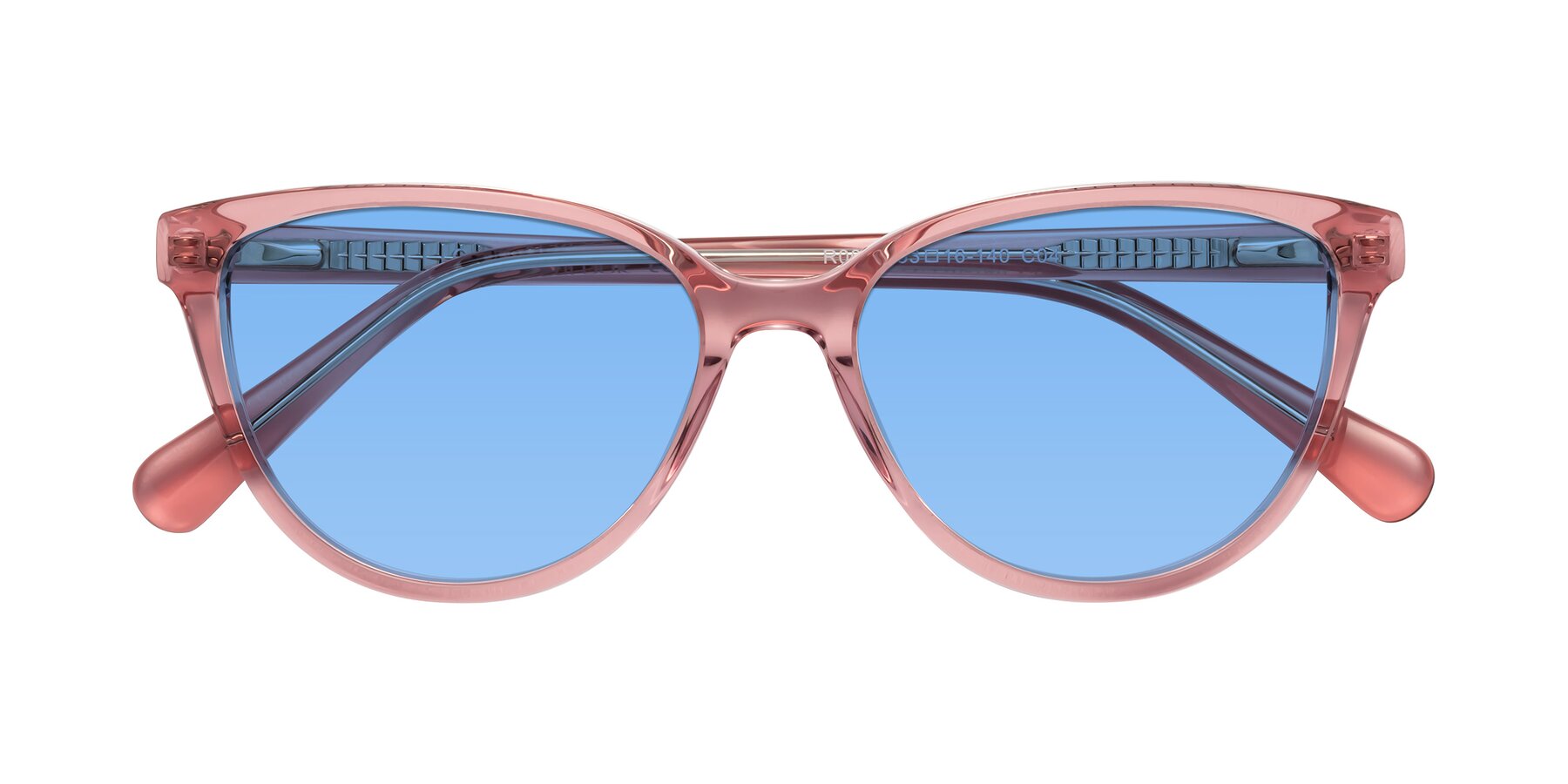 Folded Front of Guest in Pink with Medium Blue Tinted Lenses