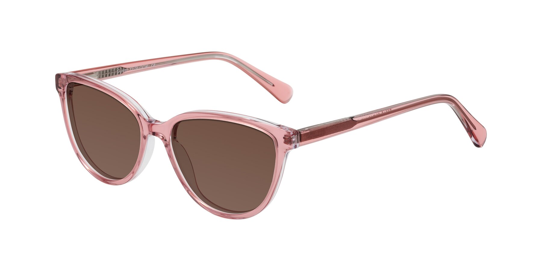 Angle of Guest in Pink with Brown Tinted Lenses