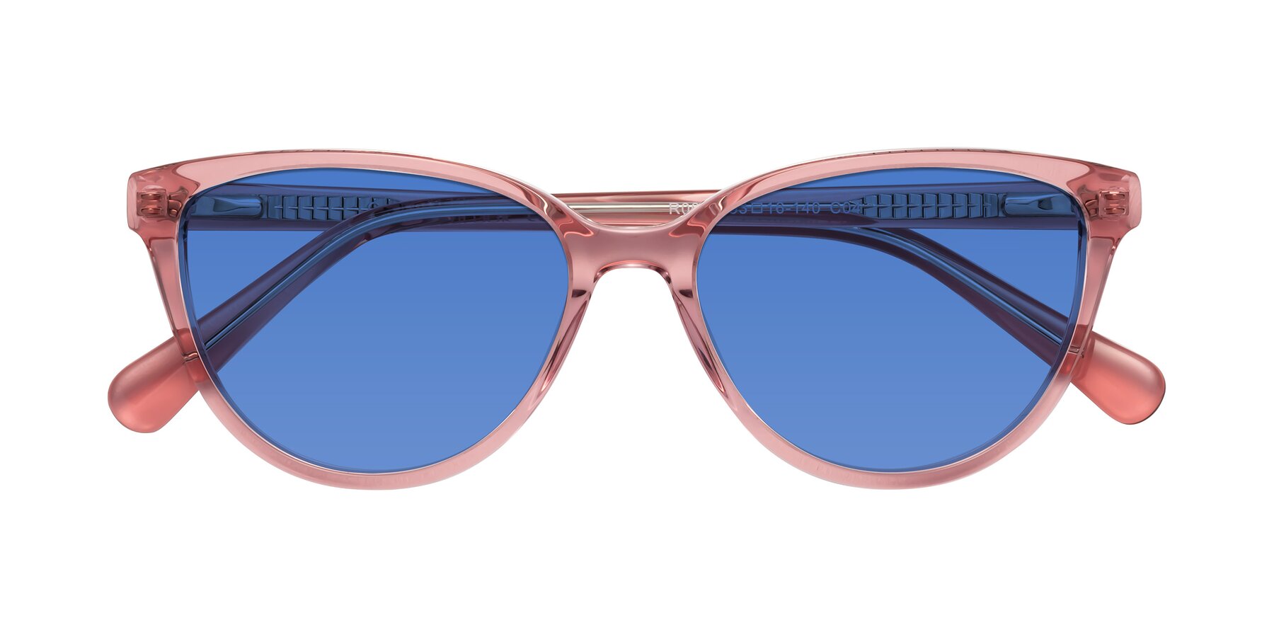 Folded Front of Guest in Pink with Blue Tinted Lenses