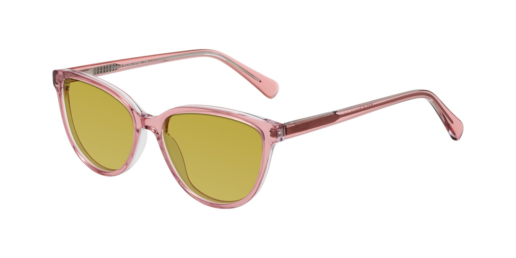 Angle of Guest in Pink with Champagne Tinted Lenses