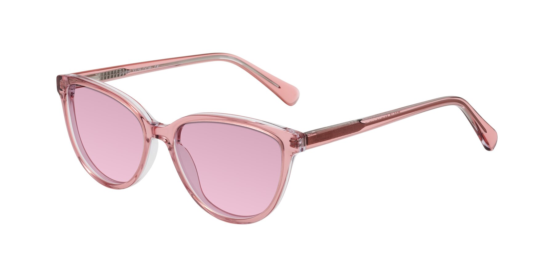 Angle of Guest in Pink with Light Wine Tinted Lenses