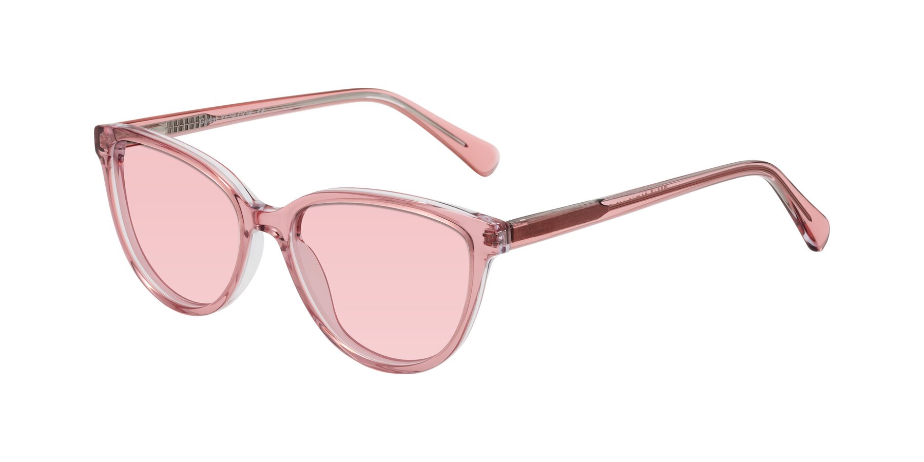 Angle of Guest in Pink with Light Garnet Tinted Lenses