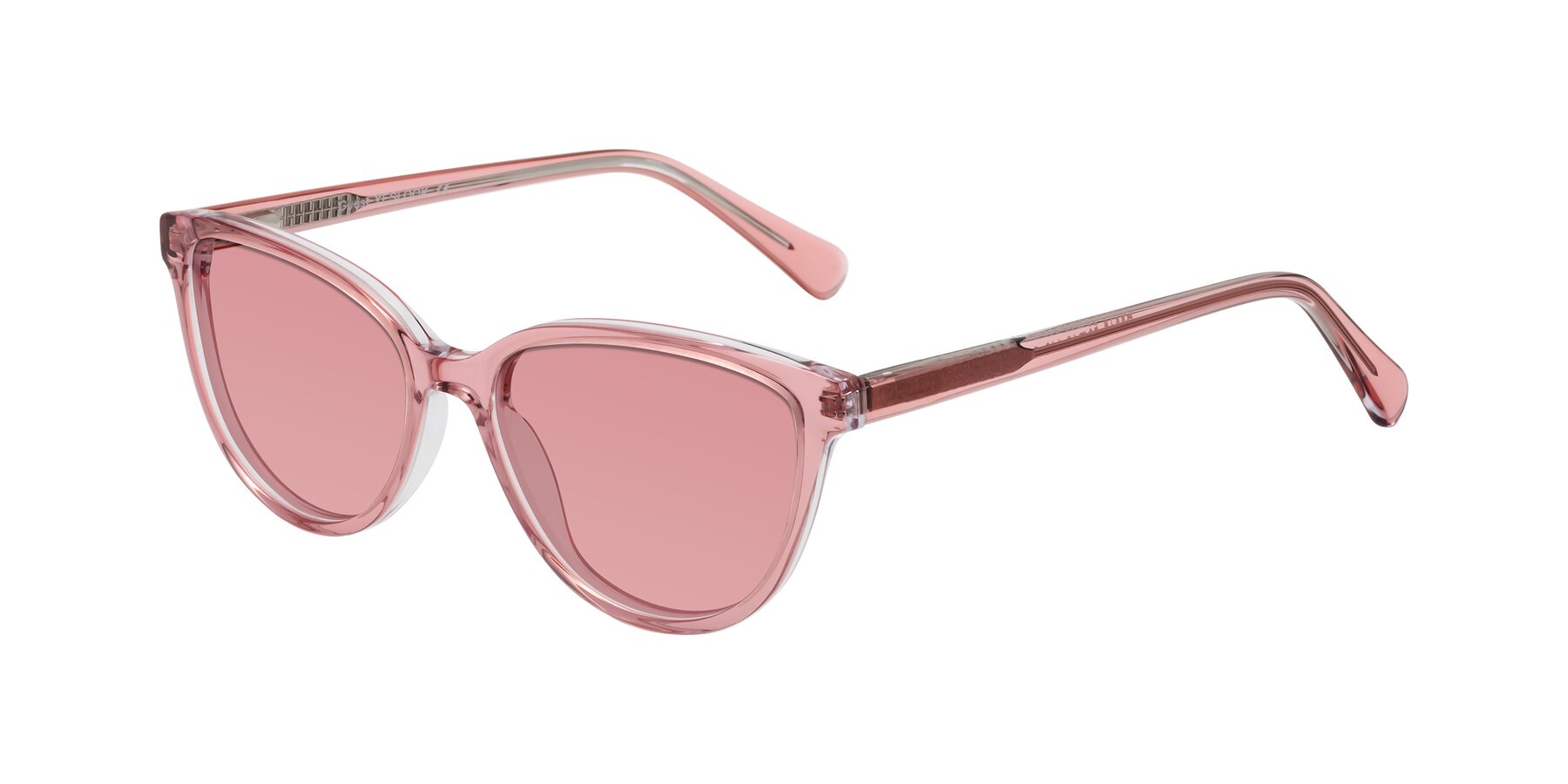 Angle of Guest in Pink with Medium Garnet Tinted Lenses