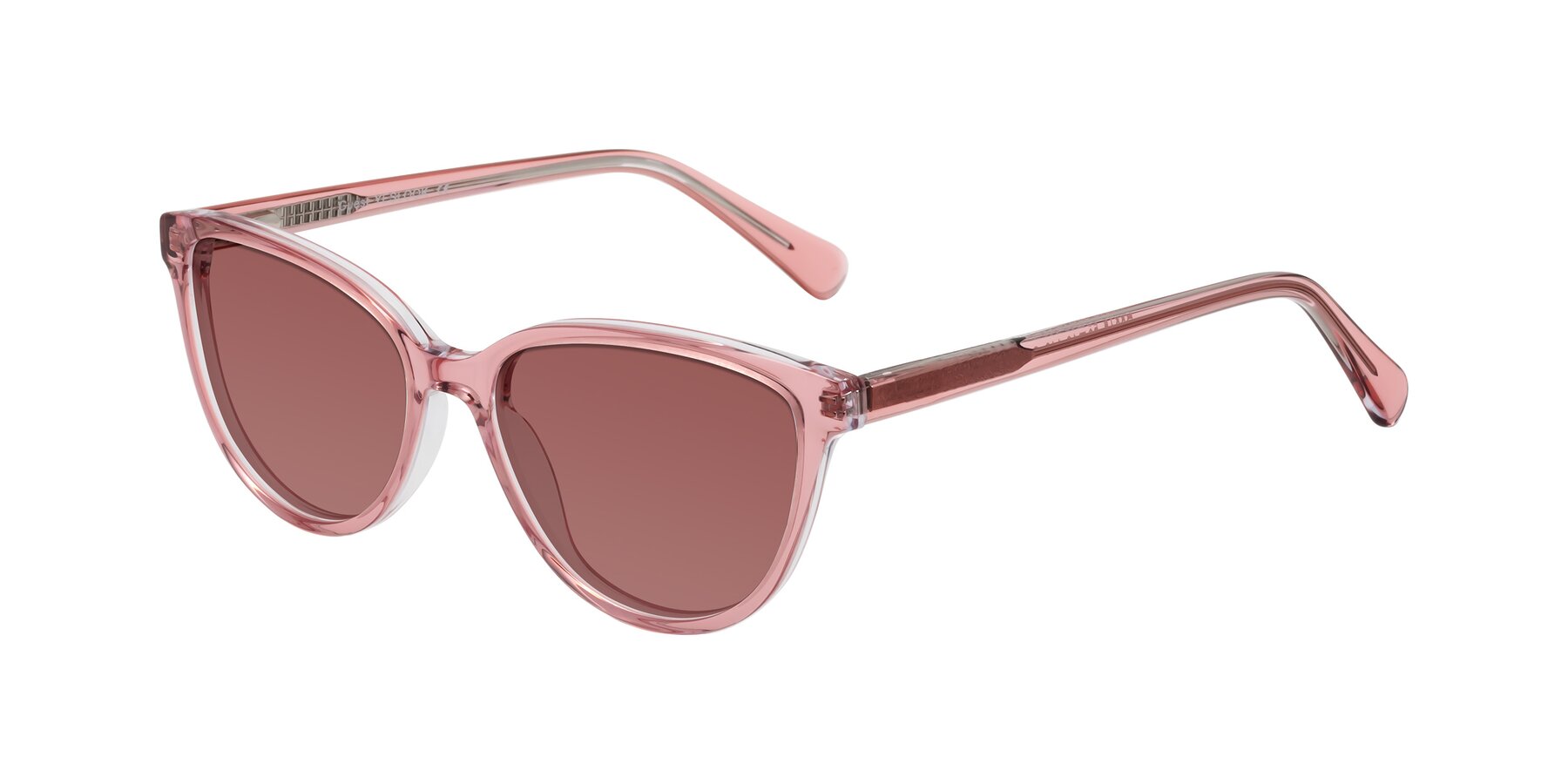 Angle of Guest in Pink with Garnet Tinted Lenses