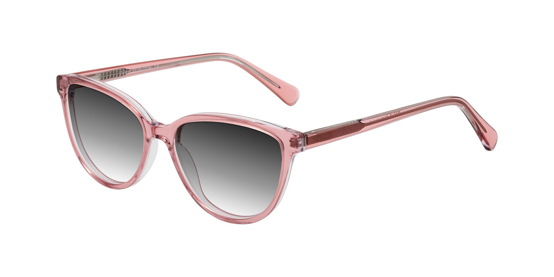 Angle of Guest in Pink with Gray Gradient Lenses