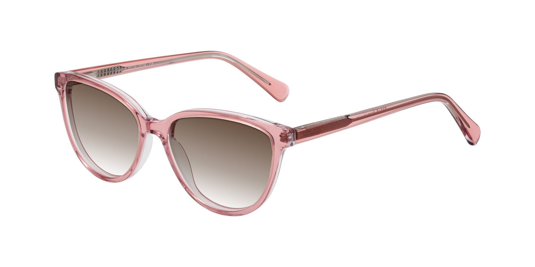 Angle of Guest in Pink with Brown Gradient Lenses