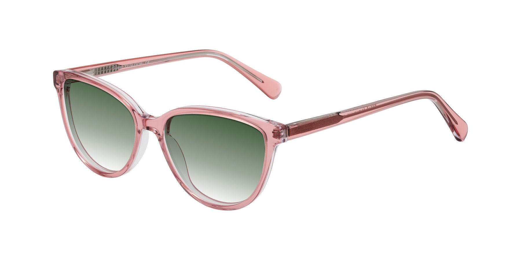 Angle of Guest in Pink with Green Gradient Lenses