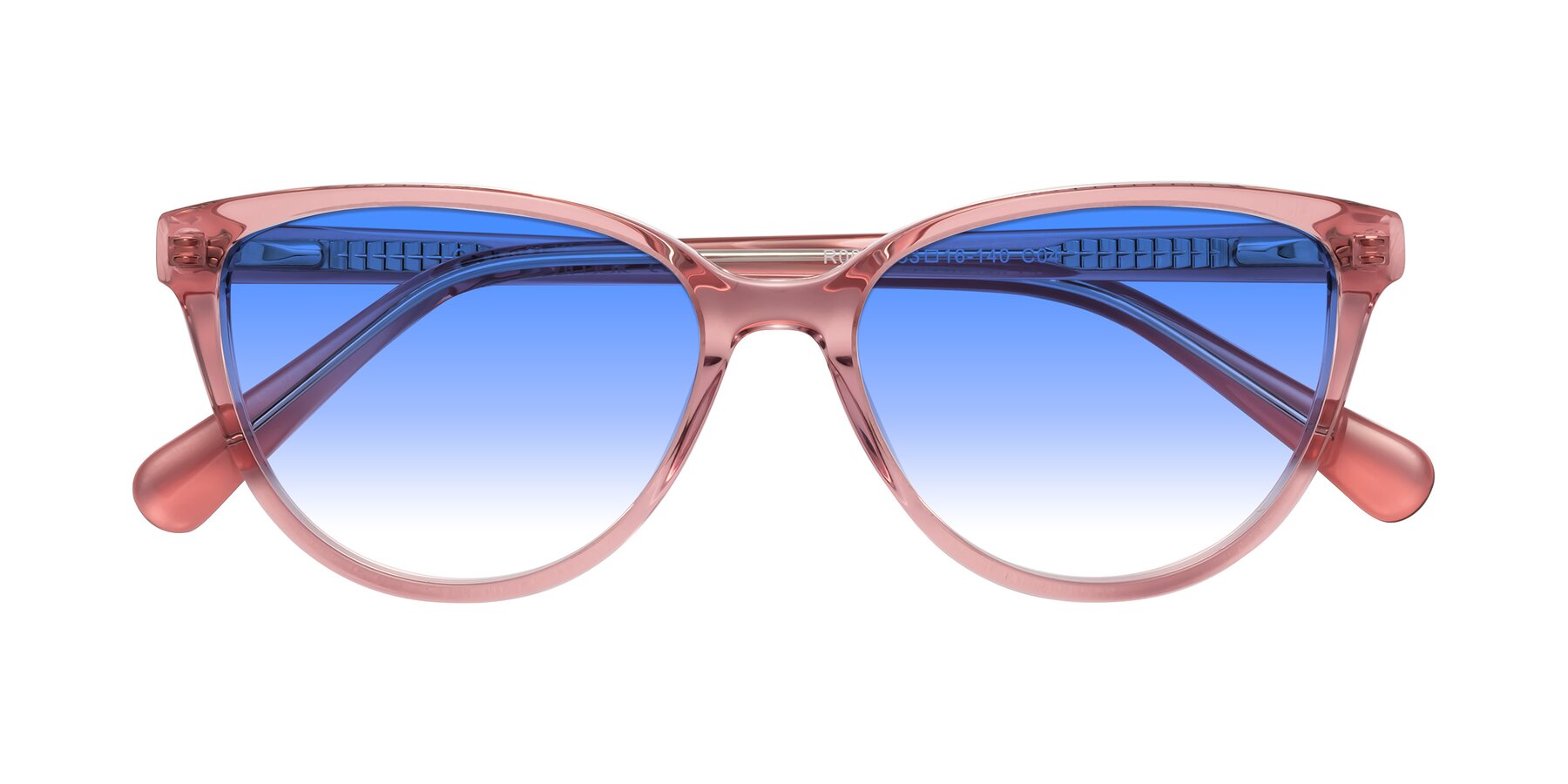 Folded Front of Guest in Pink with Blue Gradient Lenses