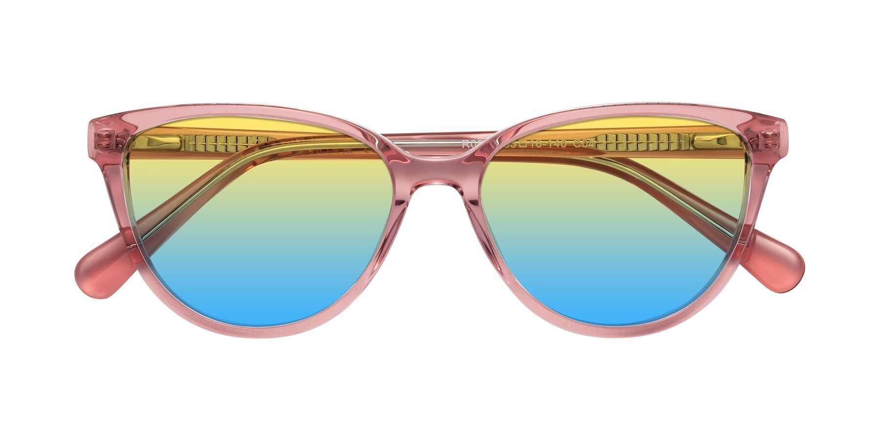 Folded Front of Guest in Pink with Yellow / Blue Gradient Lenses