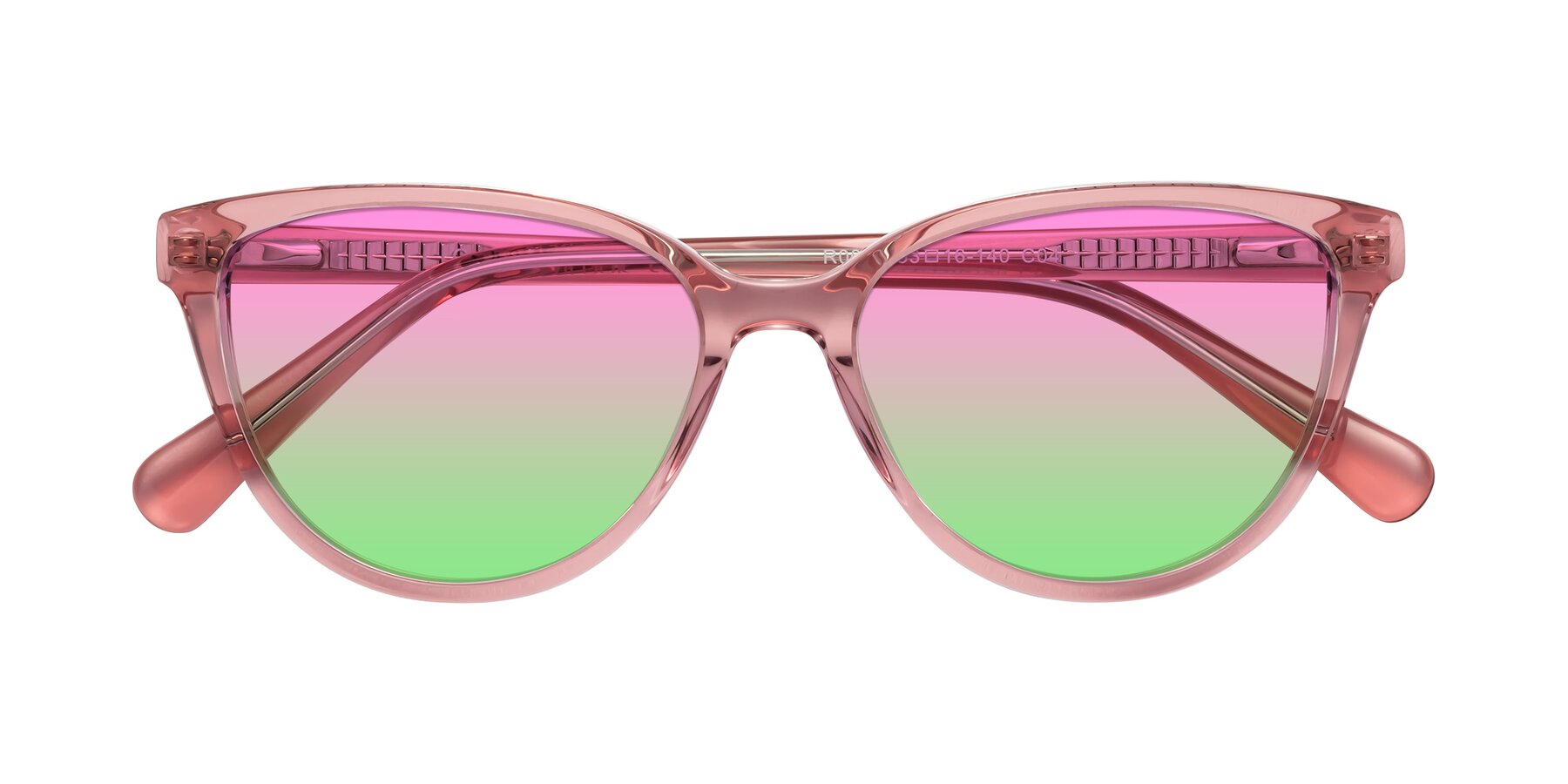 Folded Front of Guest in Pink with Pink / Green Gradient Lenses